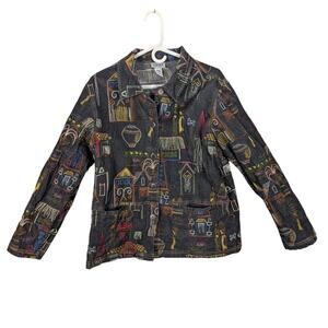 Graff by Um Company Jacket Womens Large Black Shacket embroidered Tribal